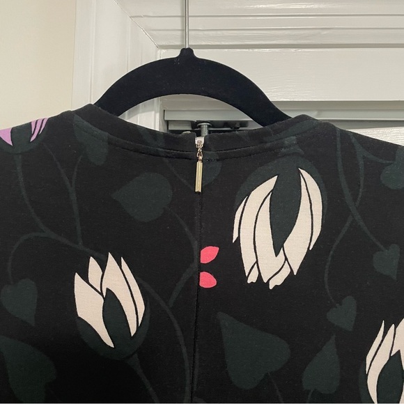 Kate Spade Black Dress Floral Bell Sleeve Size XS - Picture 6 of 8